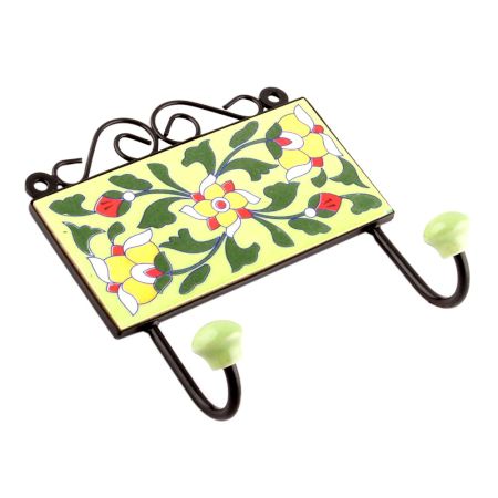 Forest Green Leaf Floral Tiles Hooks Online